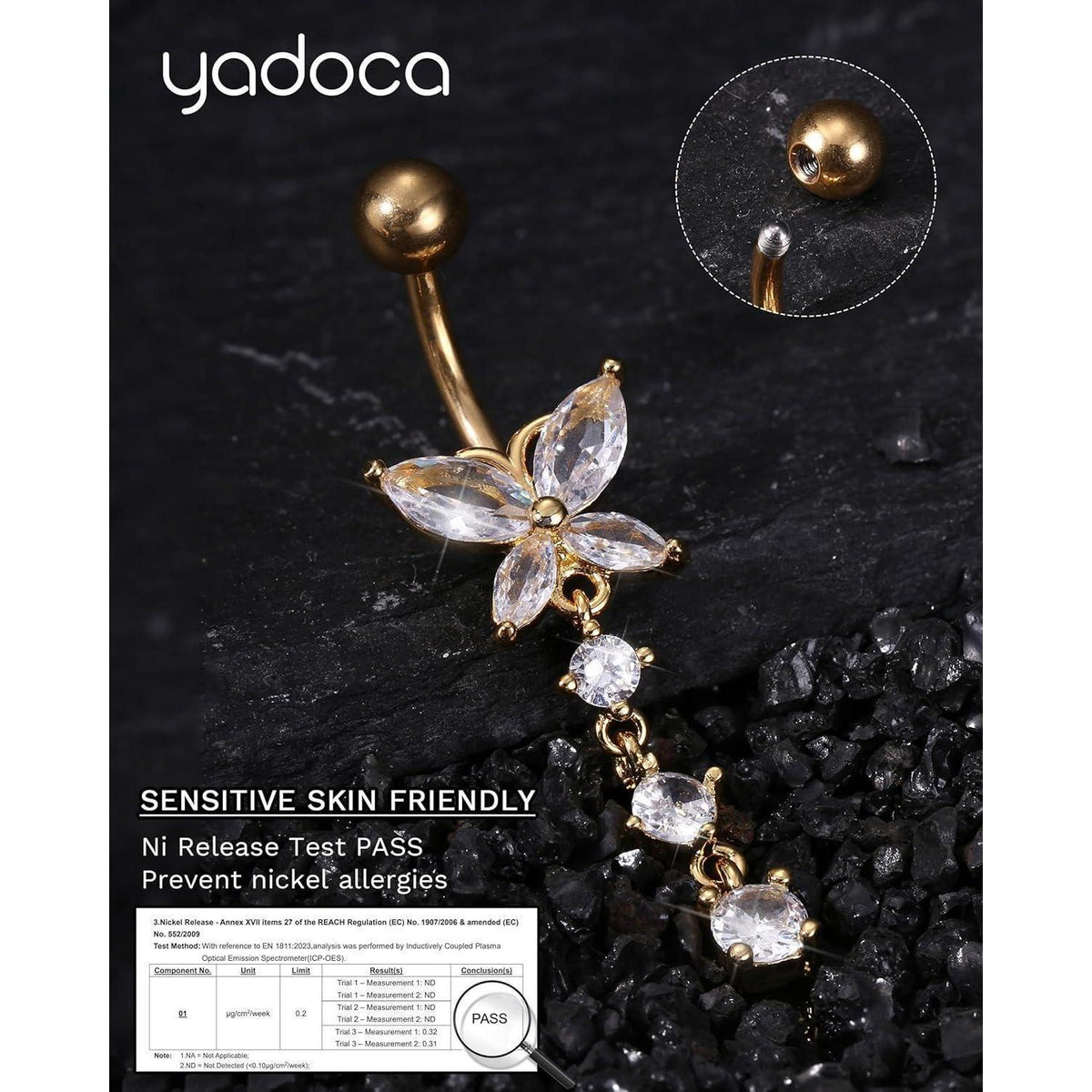 Bauchnabelpiercing Titan Lang mit Zirkonia Schmetterling