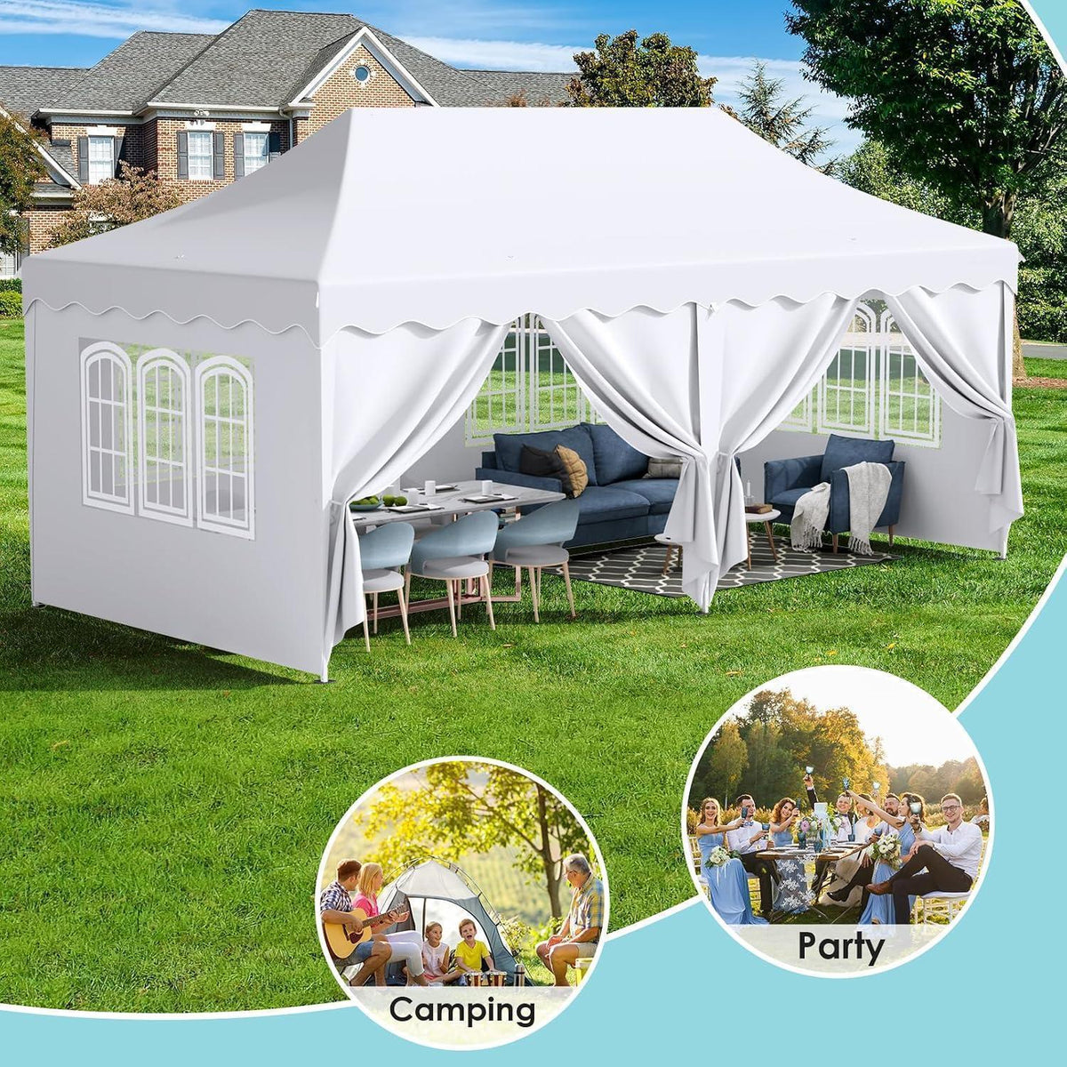 3x6 Pavillon Faltbar, Wasserdicht & Stabil für Garten & Events