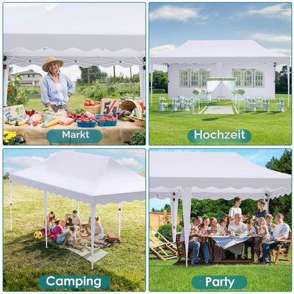 3x6 Pavillon Faltbar, Wasserdicht & Stabil für Garten & Events