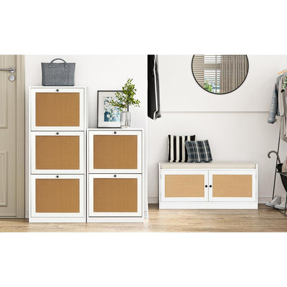 Schuhbank mit Sitzfläche | Flur Organizer | Weiß