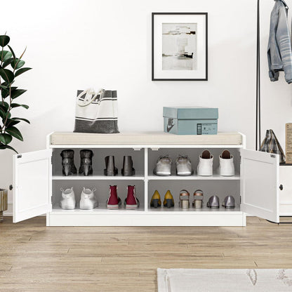 Schuhbank mit Sitzfläche | Flur Organizer | Weiß