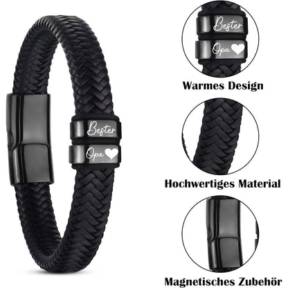 Armband "Bester Opa" - Geschenk für Papa/Ehemann in Lederoptik