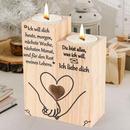 Liebe Dich Kerzenständer Holz süße Romantik