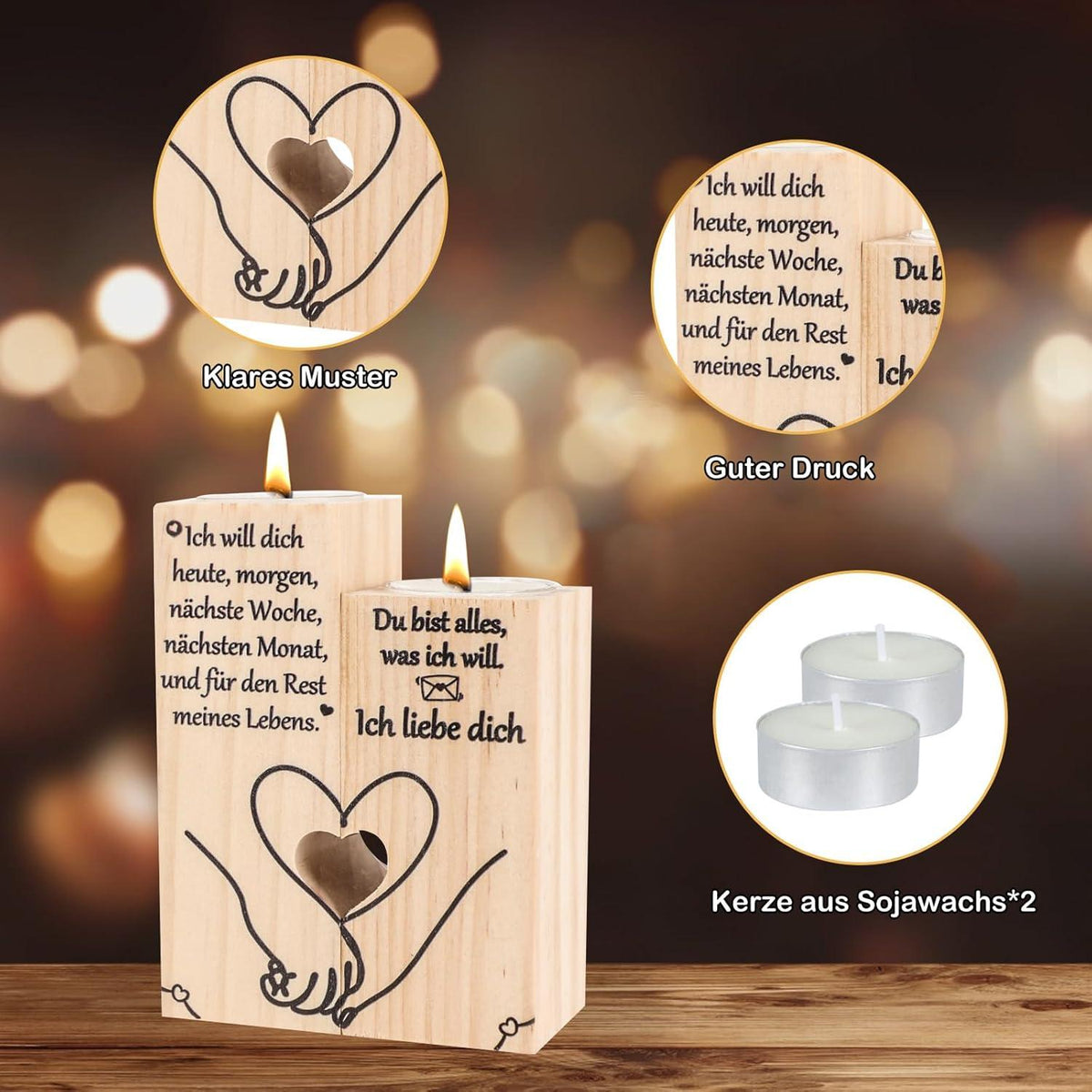 Liebe Dich Kerzenständer Holz Paar Geschenke Jahrestag