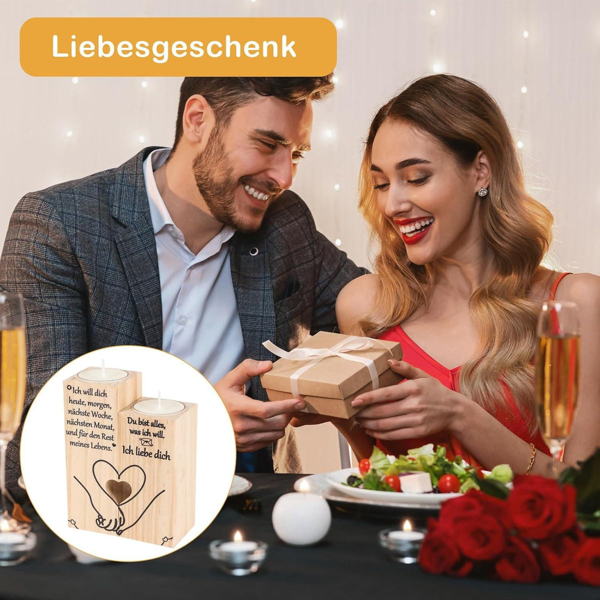 Süße Holz Kerzenständer für Liebesgeschenke Valentinstag Jahrestag