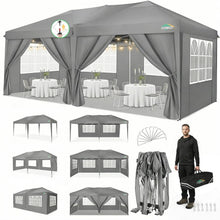 Faltpavillon 3x6m mit 6 Seitenwänden – Grau, wasserdicht & stabil