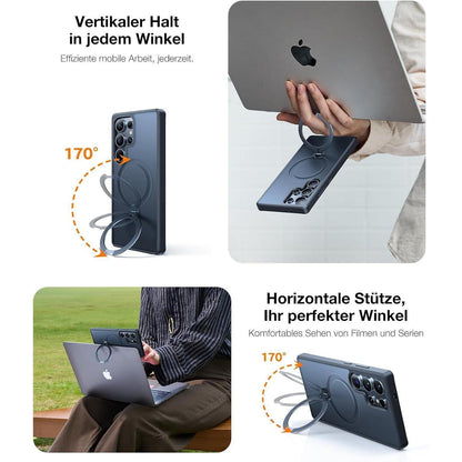 Hülle für Samsung Galaxy S25 Ultra mit Magnetring & Standfuß Schwarz