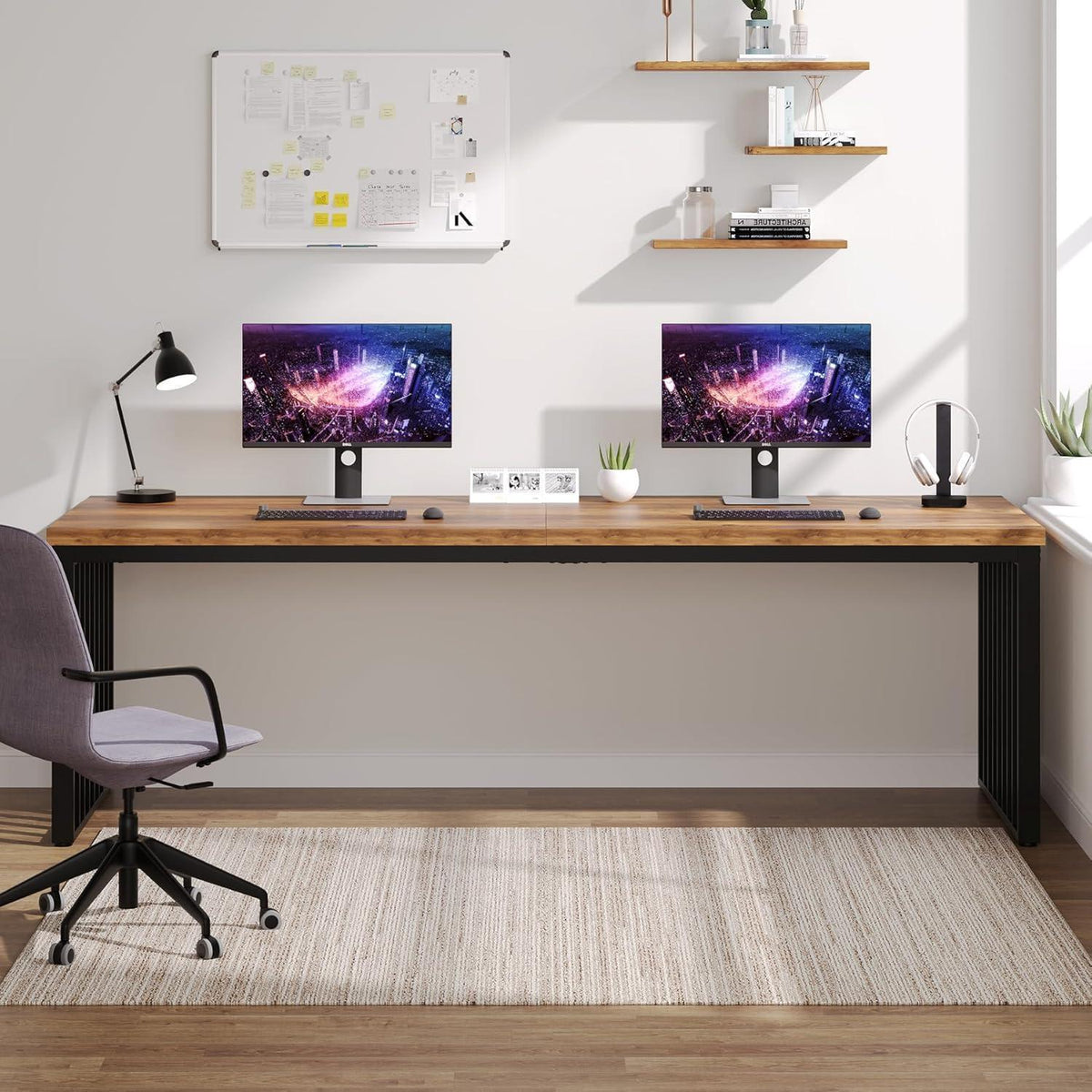 Großer Schreibtisch 180cm – Home Office PC Tisch Braun/Schwarz