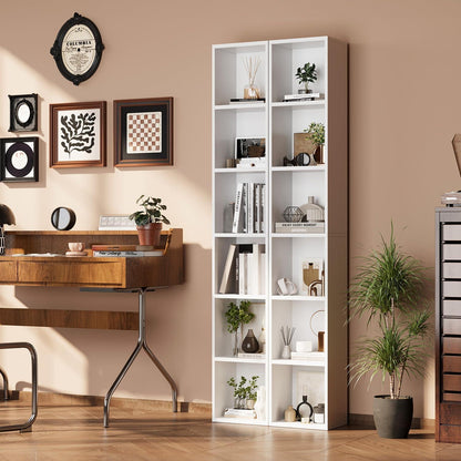 Schmales Bücherregal mit 6 Ebenen – Weiß