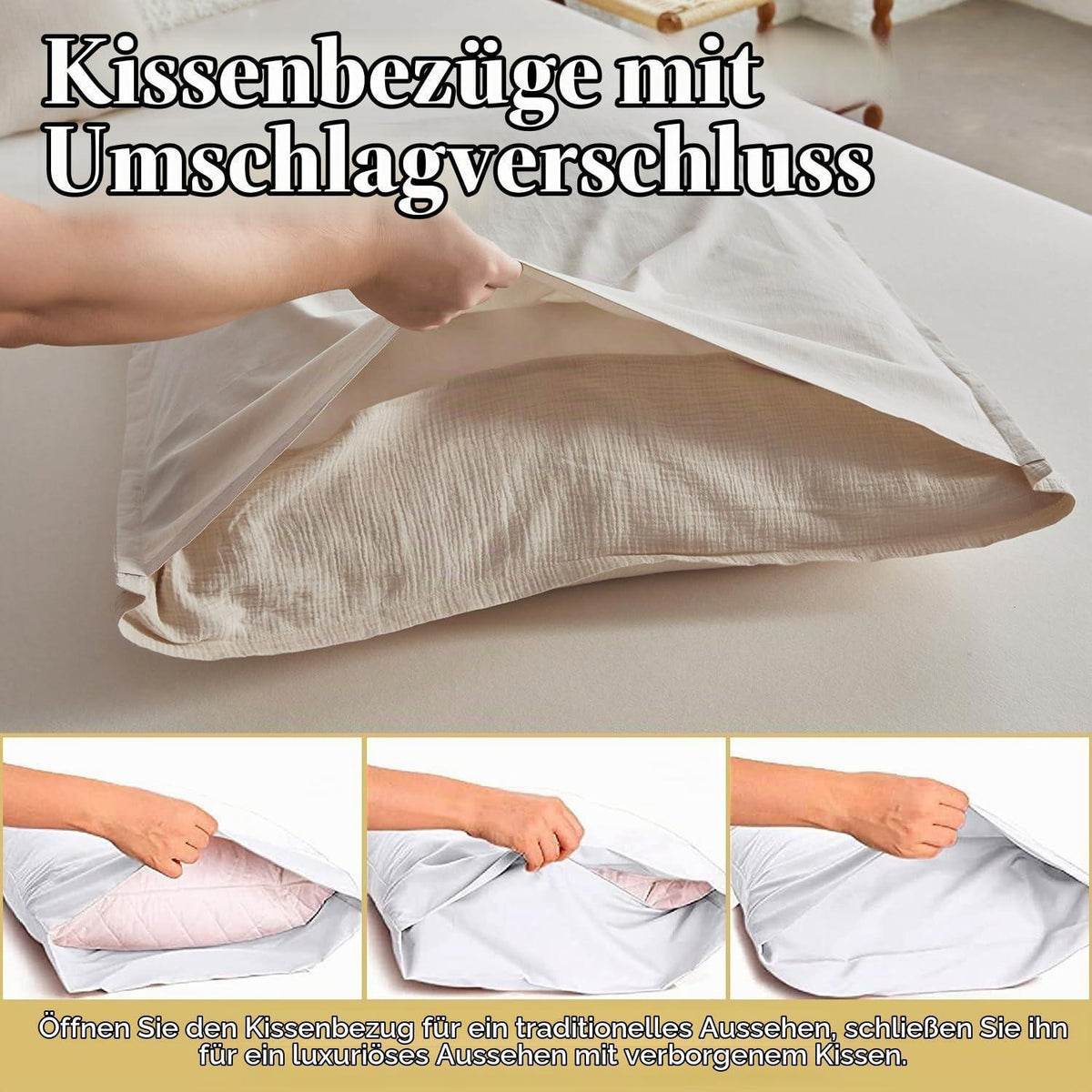 Musselin Bettwäsche Set 220x240 cm, Khaki – Atmungsaktiv & Weich