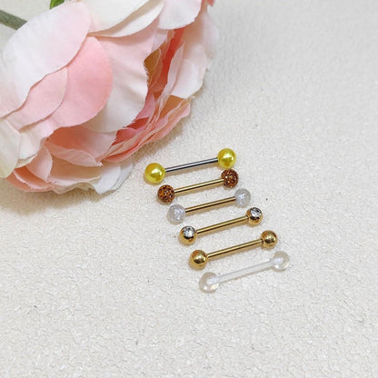 Zungenpiercing Set 6 Stück Chirurgenstahl 16mm 14G mit Kugeln