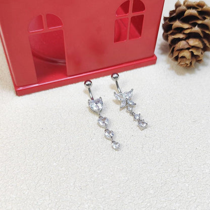 Bauchnabelpiercing 2er Set 10mm Herz Anhänger Chirurgenstahl Silber Gold
