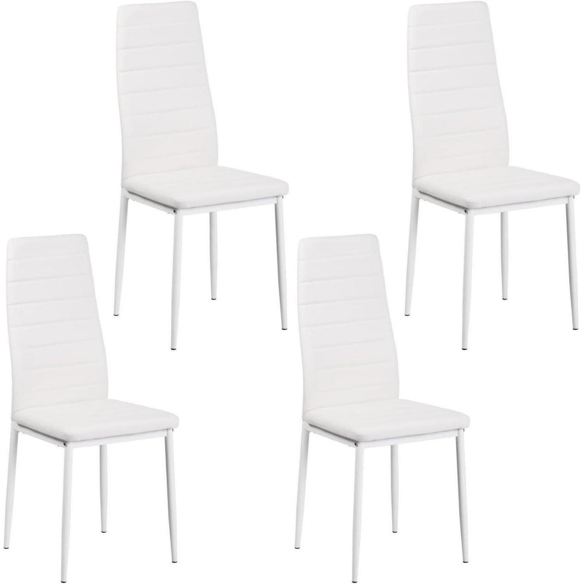 Esszimmergruppe Eiche-Schwarz 110cm mit 4 weißen Hochlehner Stühlen