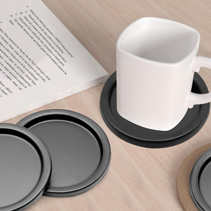 4er Set Kerzenteller Metall 10cm Schwarz für Stumpenkerzen