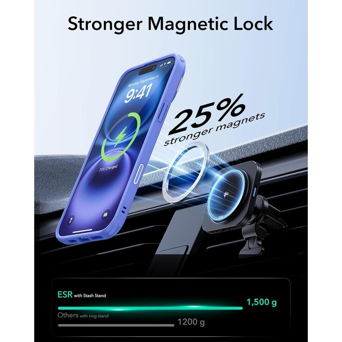 iPhone 16 Hülle mit MagSafe und integriertem Ständer, Blau