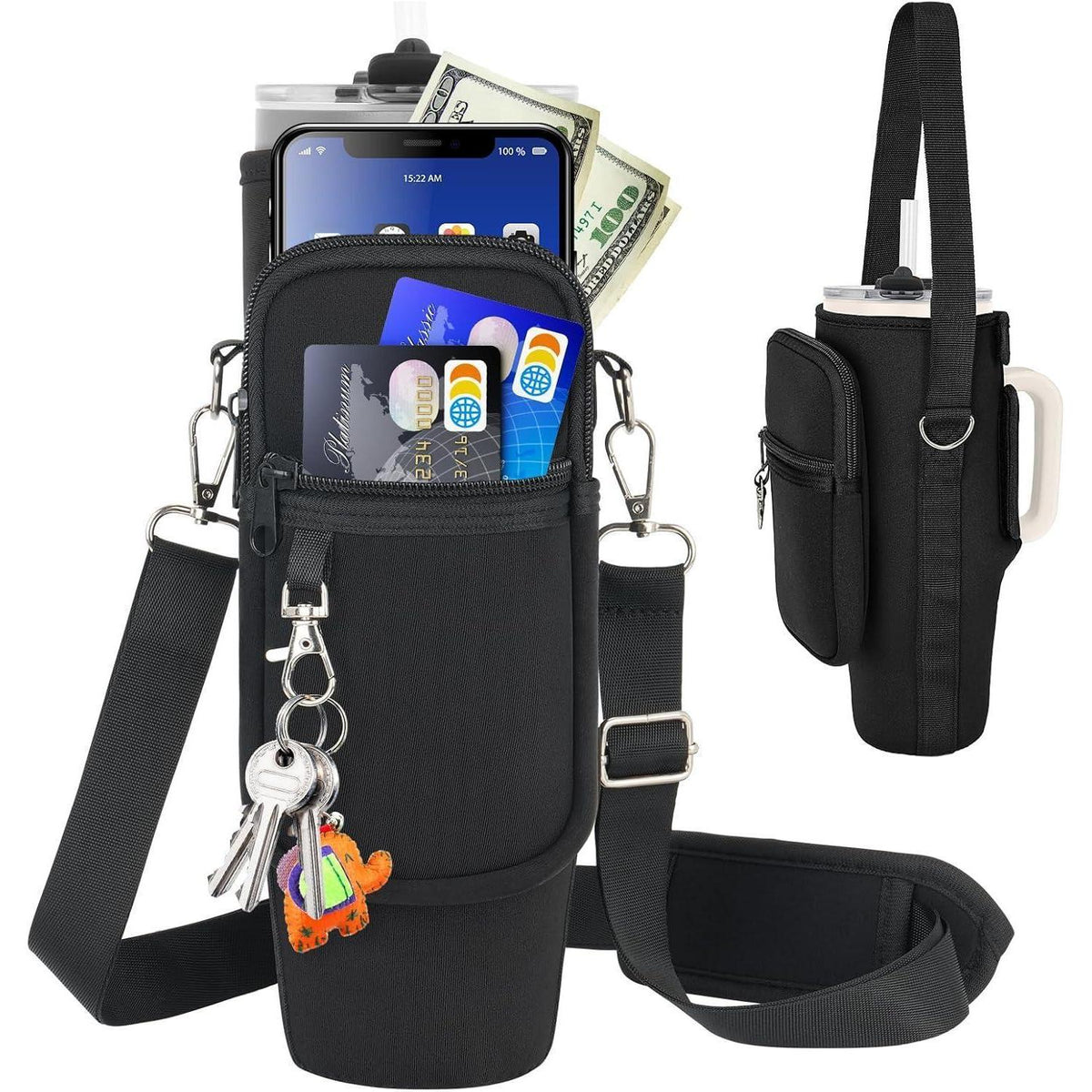 Trinkflaschen Tasche für 40oz Stanley & Meoky Becher mit Schultergurt
