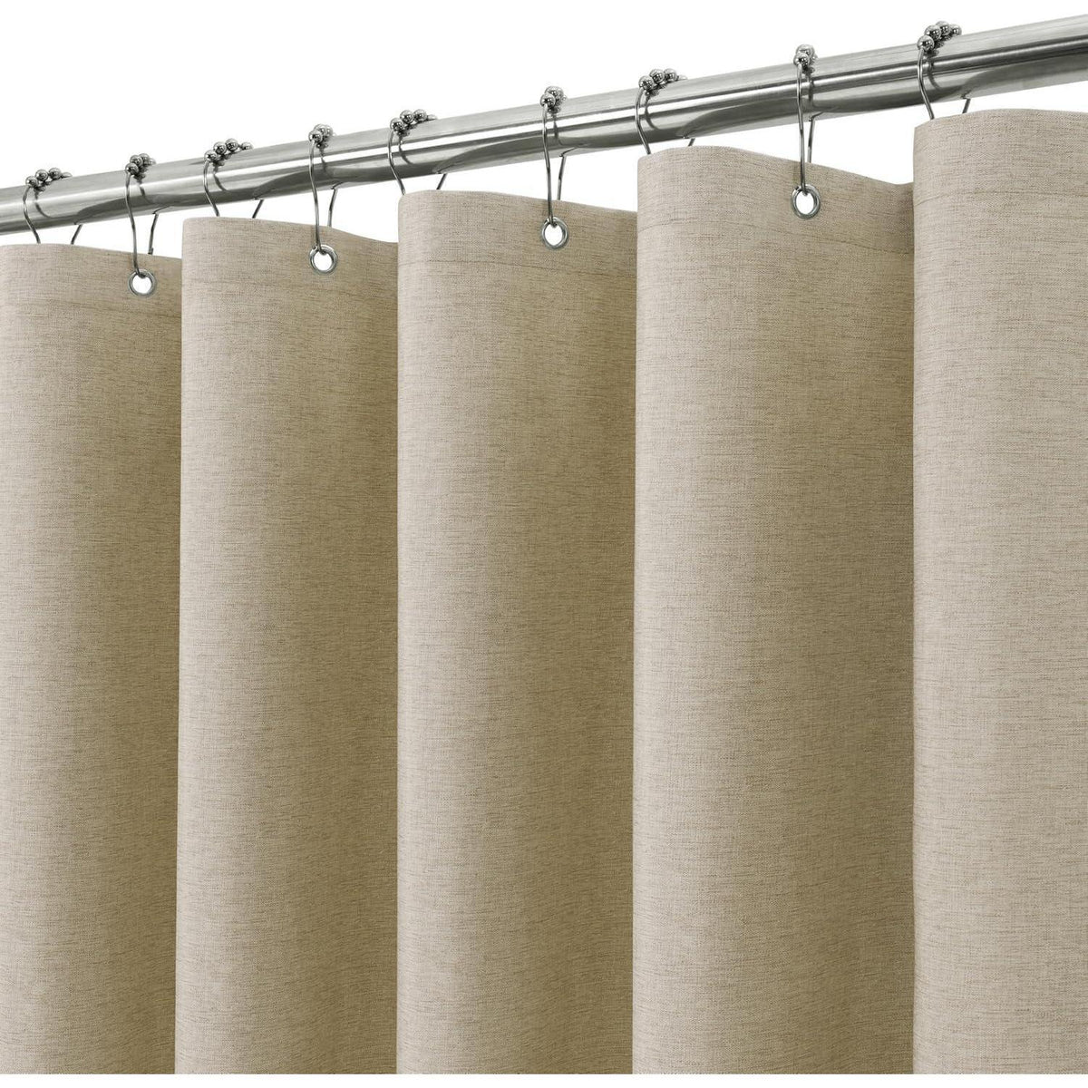Leinen Duschvorhang wasserdicht, Taupe, 182x198cm