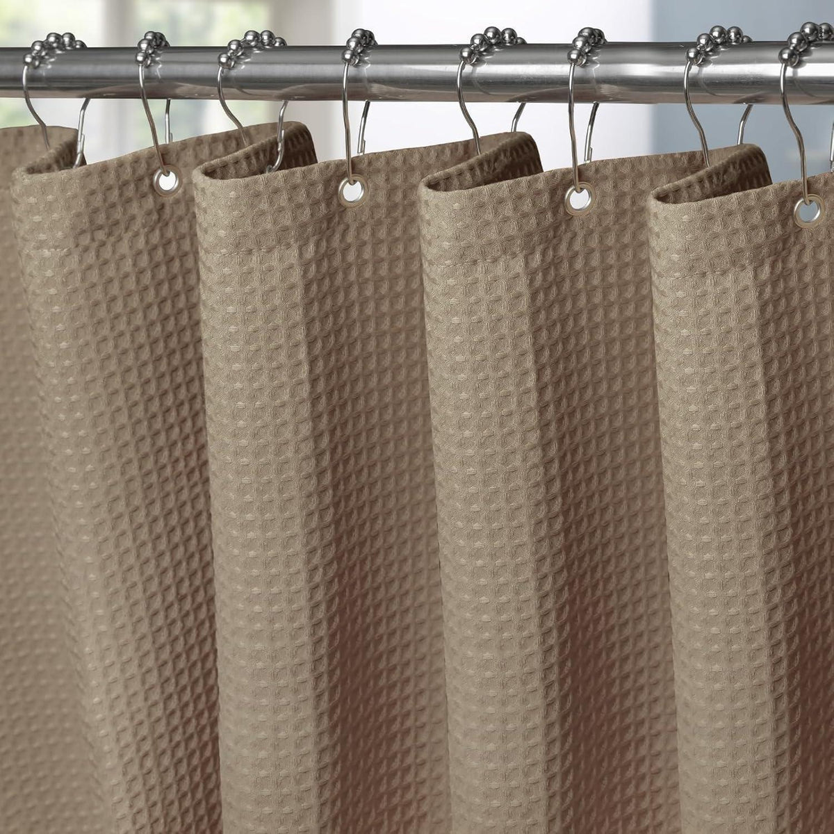Waffel Duschvorhang wasserdicht, Khaki, 152x182cm