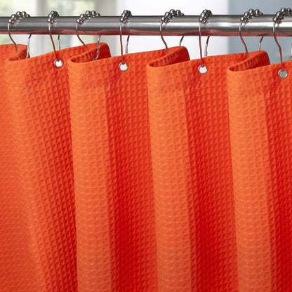 Waffel Duschvorhang wasserdicht, Orange, 182x198cm