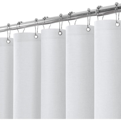 Leinen Duschvorhang wasserdicht weiß 275x182cm mit Haken