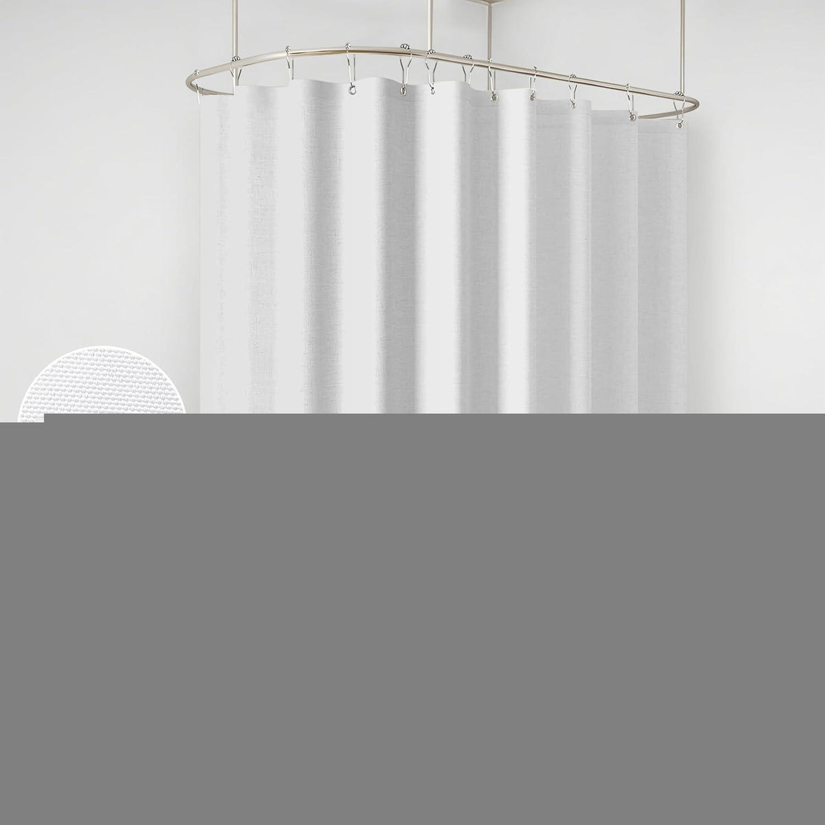 Leinen Duschvorhang wasserdicht weiß 275x182cm mit Haken