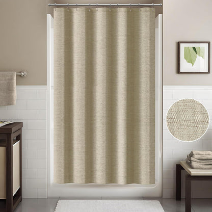 Leinen Duschvorhang wasserdicht Taupe 152x214cm mit Haken