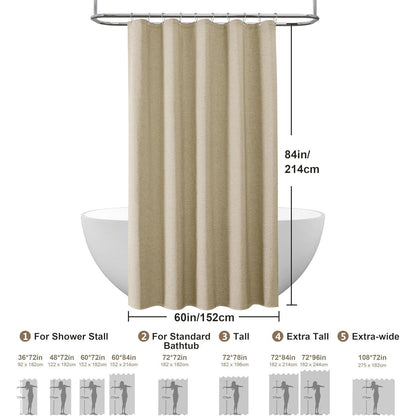 Leinen Duschvorhang wasserdicht Taupe 152x214cm mit Haken