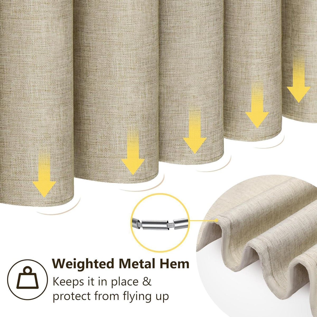 Leinen Duschvorhang wasserdicht Taupe 152x214cm mit Haken