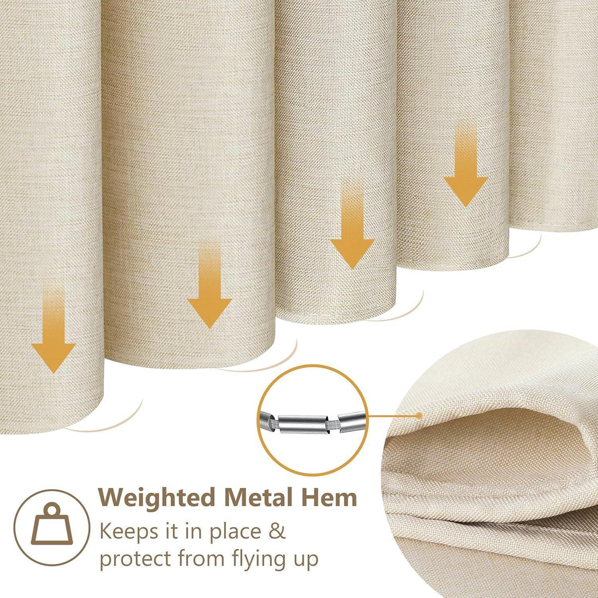 Leinen Duschvorhang wasserdicht beige 152x214cm mit Haken