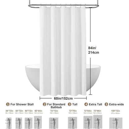 Leinen Duschvorhang wasserdicht weiß 152x214cm mit Haken