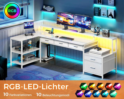 Schreibtisch L Form LED Monitorständer Gaming Tisch 195x100cm