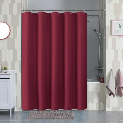 Waffel Duschvorhang Burgunderrot 152x182cm – Wasserdicht & Schwer