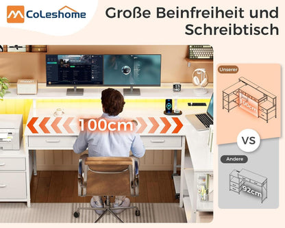 Coleshome L-förmiger Schreibtisch mit Schubladen und