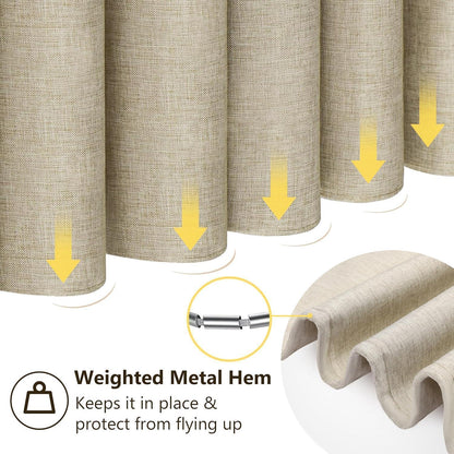 Leinen Duschvorhang wasserdicht Taupe 152x182cm mit Haken