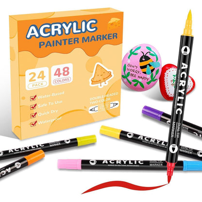 Acrylstifte Dual-Tip 48 Farben wasserfest für Steine & mehr