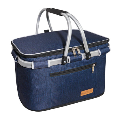 34L Kühltasche Einkaufskorb – Isolierter Picknickkorb Navy Blau