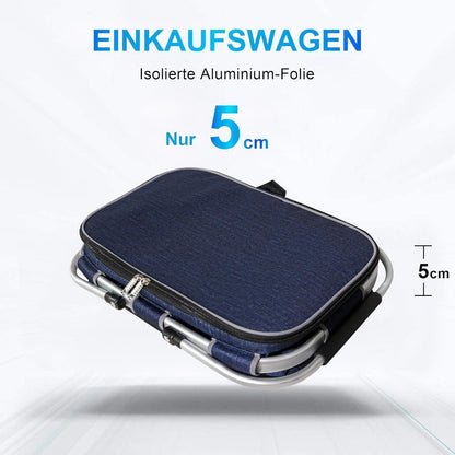 34L Kühltasche Einkaufskorb – Isolierter Picknickkorb Navy Blau