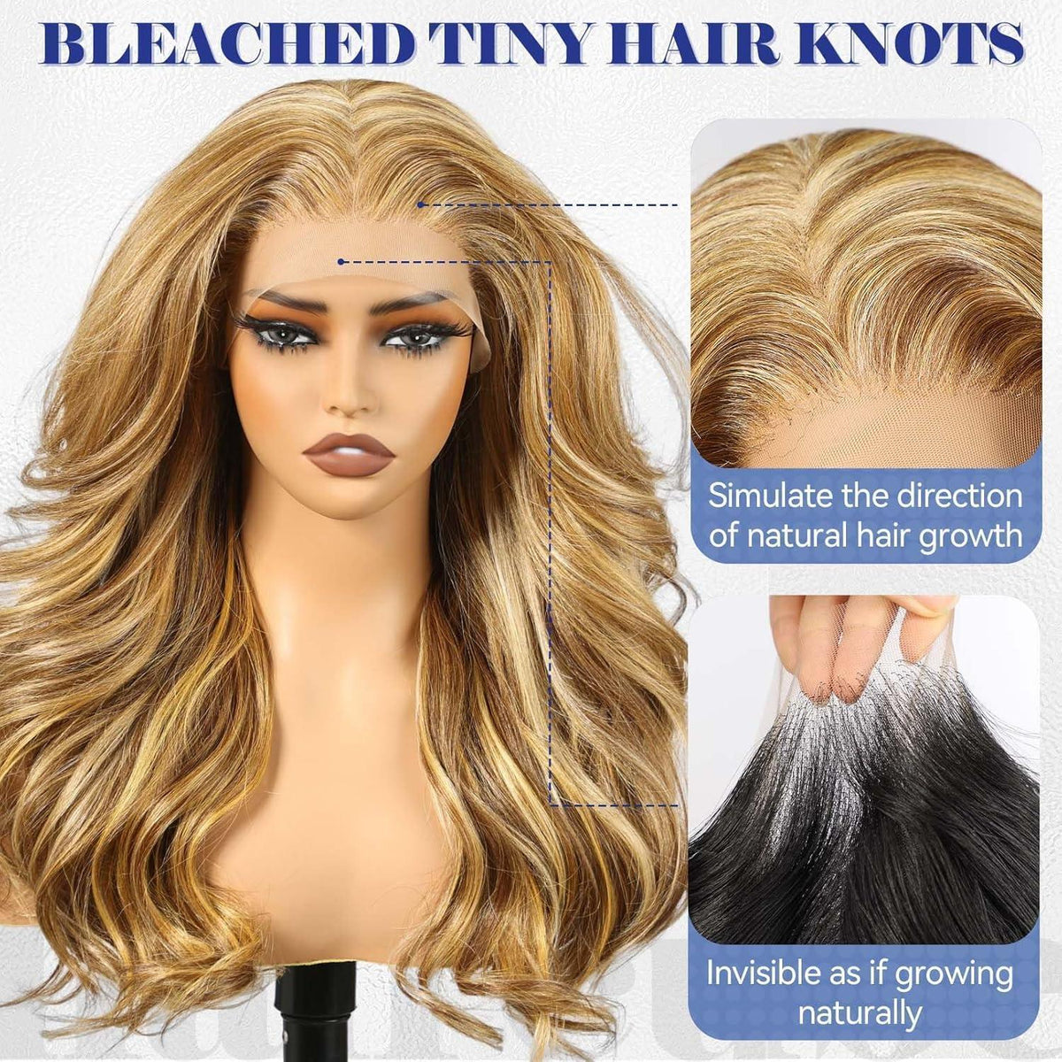 Blonde Lockenperücke 24 Zoll, 13x6 HD Spitze, natürliche Frisur