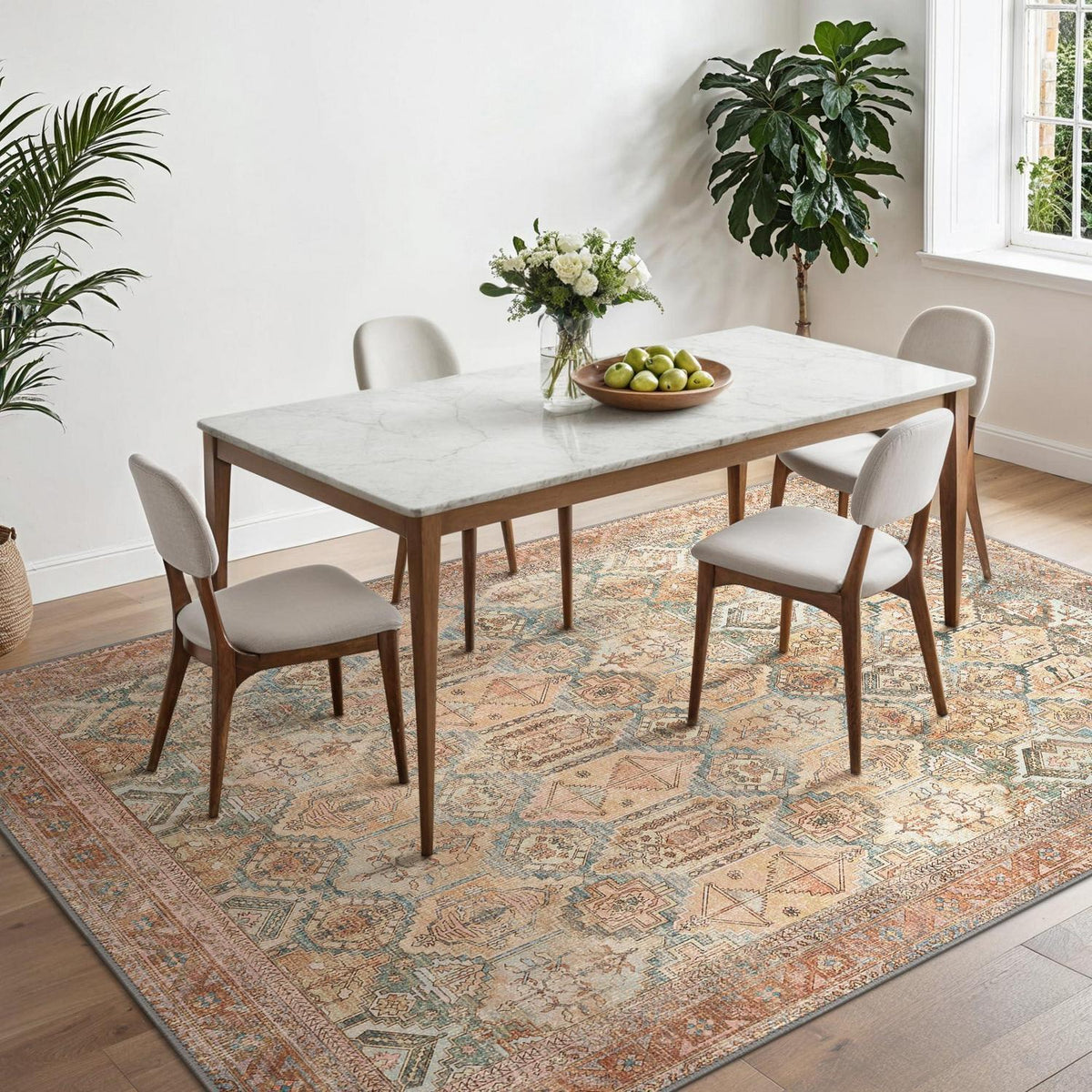 Vintage Teppich Wohnzimmer 200x290cm Clay Rot Rechteckig