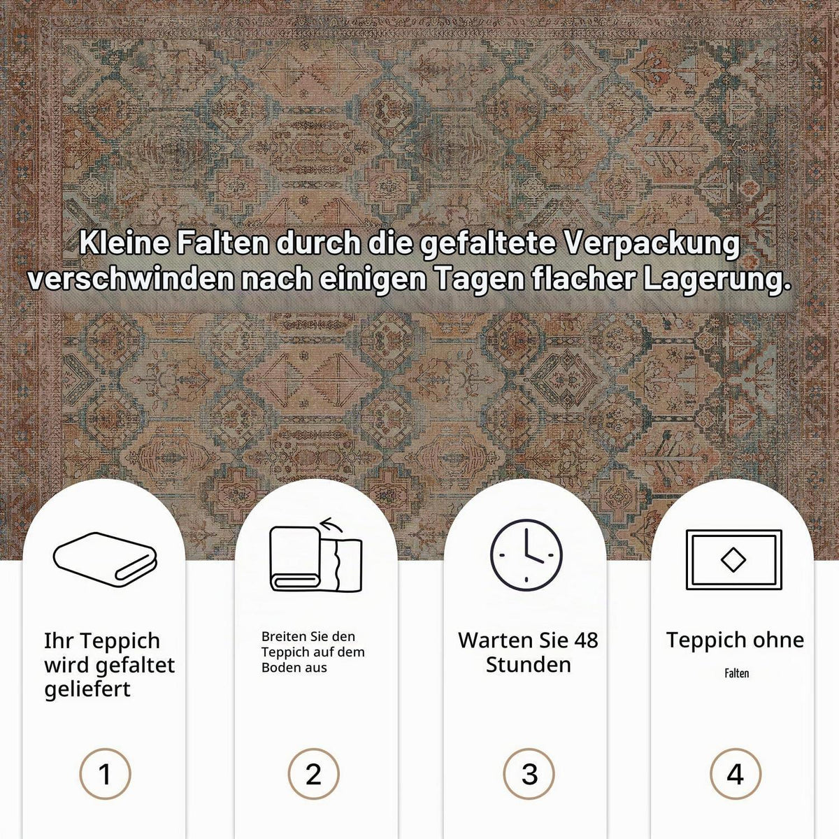 Vintage Teppich Wohnzimmer 200x290cm Clay Rot Rechteckig