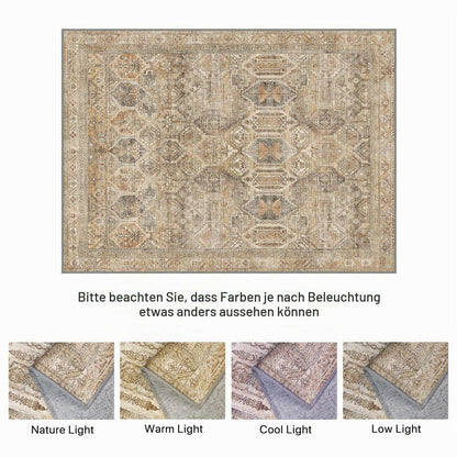 Vintage Teppich Wohnzimmer 160x230cm Hellbraun Rechteckig