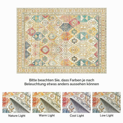 Vintage Teppich Wohnzimmer Gelb Orange 200x290cm