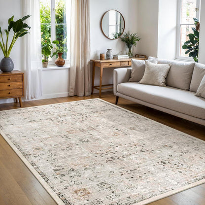Vintage Teppich Wohnzimmer 160x230cm – Waschbar & Rutschfest