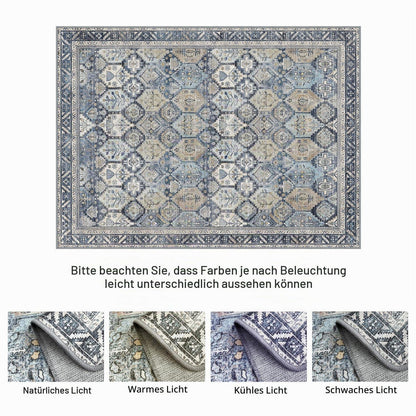 Vintage Teppich Wohnzimmer 200x290cm Blumenblau Rechteckig