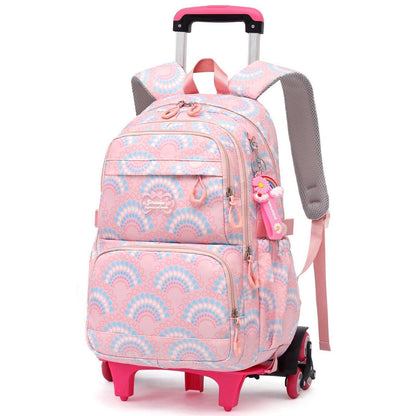 Kinderrucksack mit Rollen Rosa – Schulrucksack Trolley für Mädchen