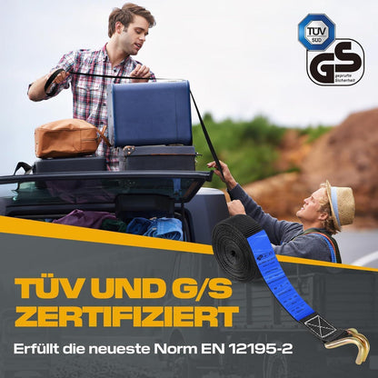Spanngurte 6m mit Ratsche – 2er Set, 800kg, TÜV/GS