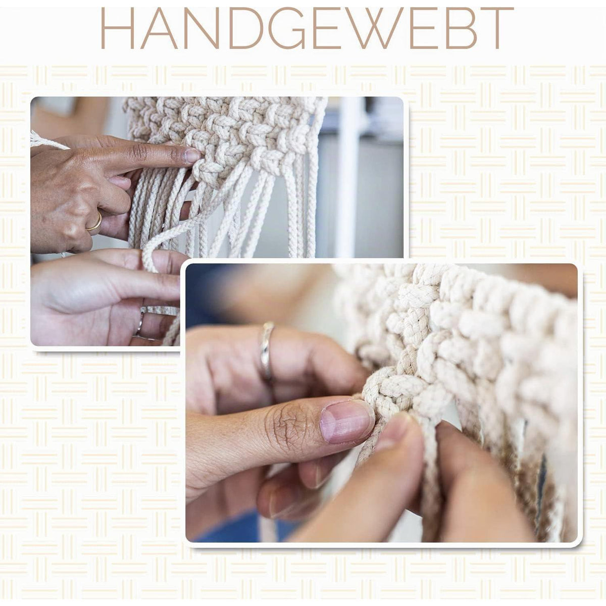 Makramee Wandregal Boho Doppelschicht 30x75cm Naturholz Baumwolle