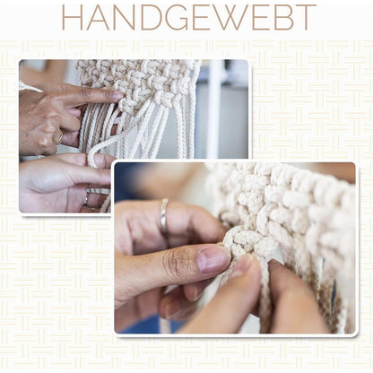 Makramee Wandregal Boho Doppelschicht 30x75cm Naturholz Baumwolle