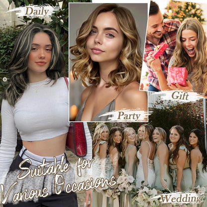 Kurze Wellige Clip in Extensions 30cm Haarverlängerung 6PCs - Dunkel Braun
