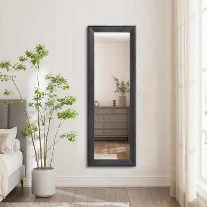 Großer Wandspiegel Holzrahmen Schwarz 110x35 cm